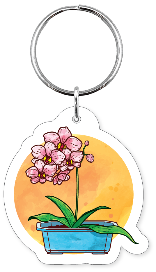 Watercolor Orchid Keychain