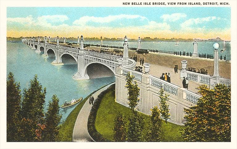 Postcard MI-15 Belle Isle Bridge, Detroit