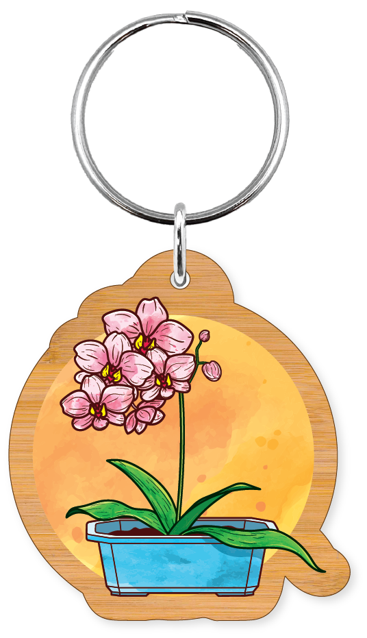 Watercolor Orchid Keychain