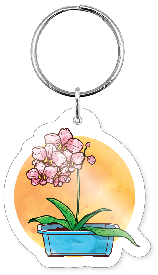 Watercolor Orchid Keychain
