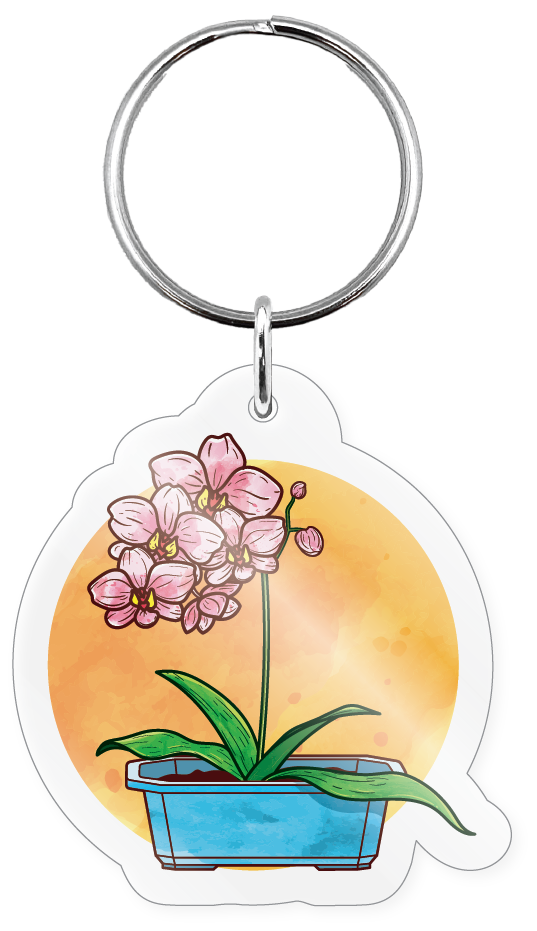 Watercolor Orchid Keychain