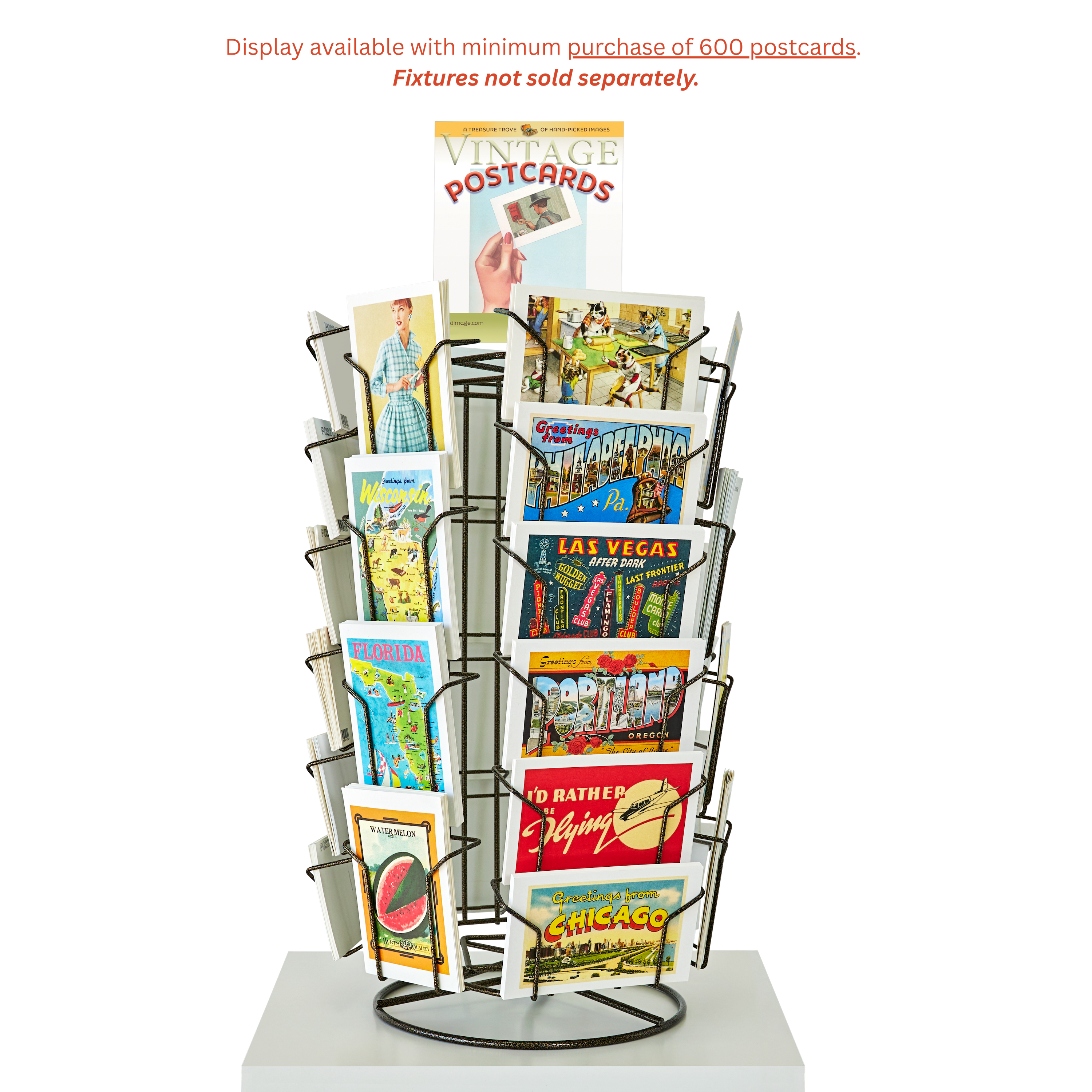 Found Image Press - 30-Pocket Postcard Counter Display – Free with 600 Postcards