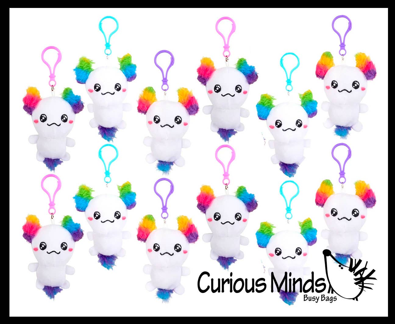 White Axolotl Plush on Clip