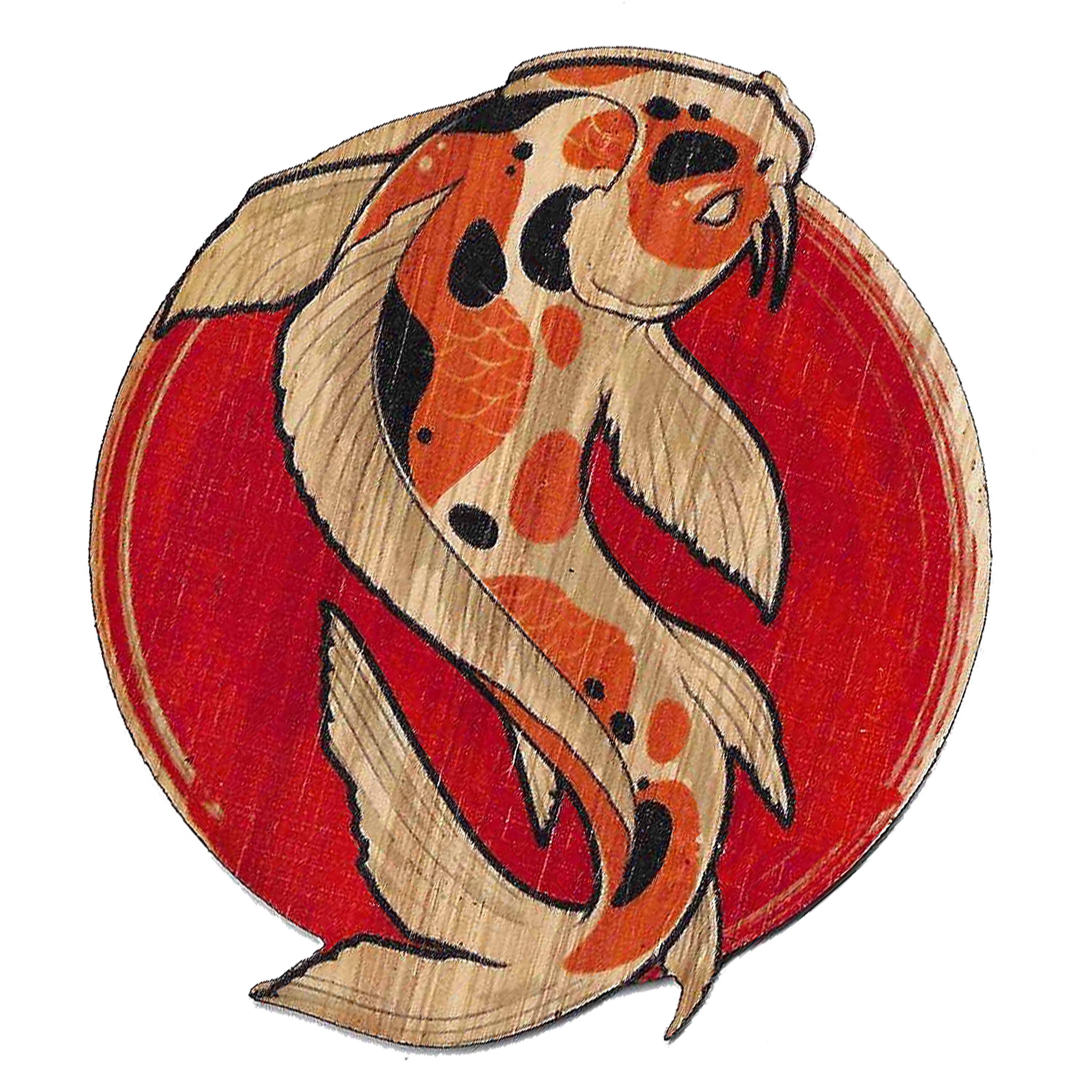 Bamboo Wood Stickers - Koi Fish