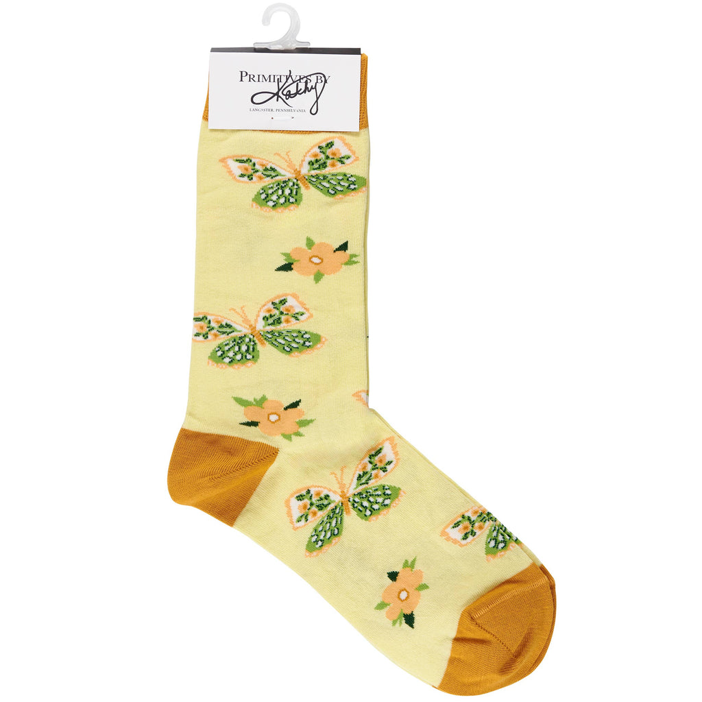 Primitives by Kathy - Yellow Butterfly Socks