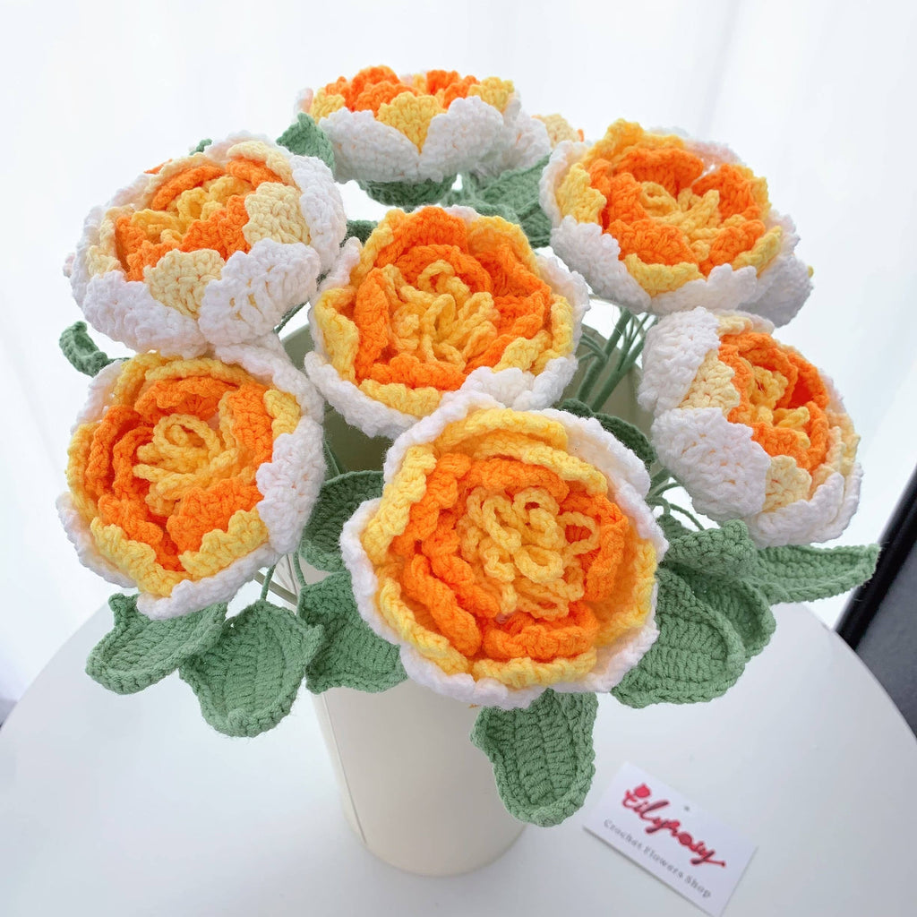 Lilyrosy（Duty free) - Crochet Peony Flowers gift, Handmade Gift for her, Homedecor