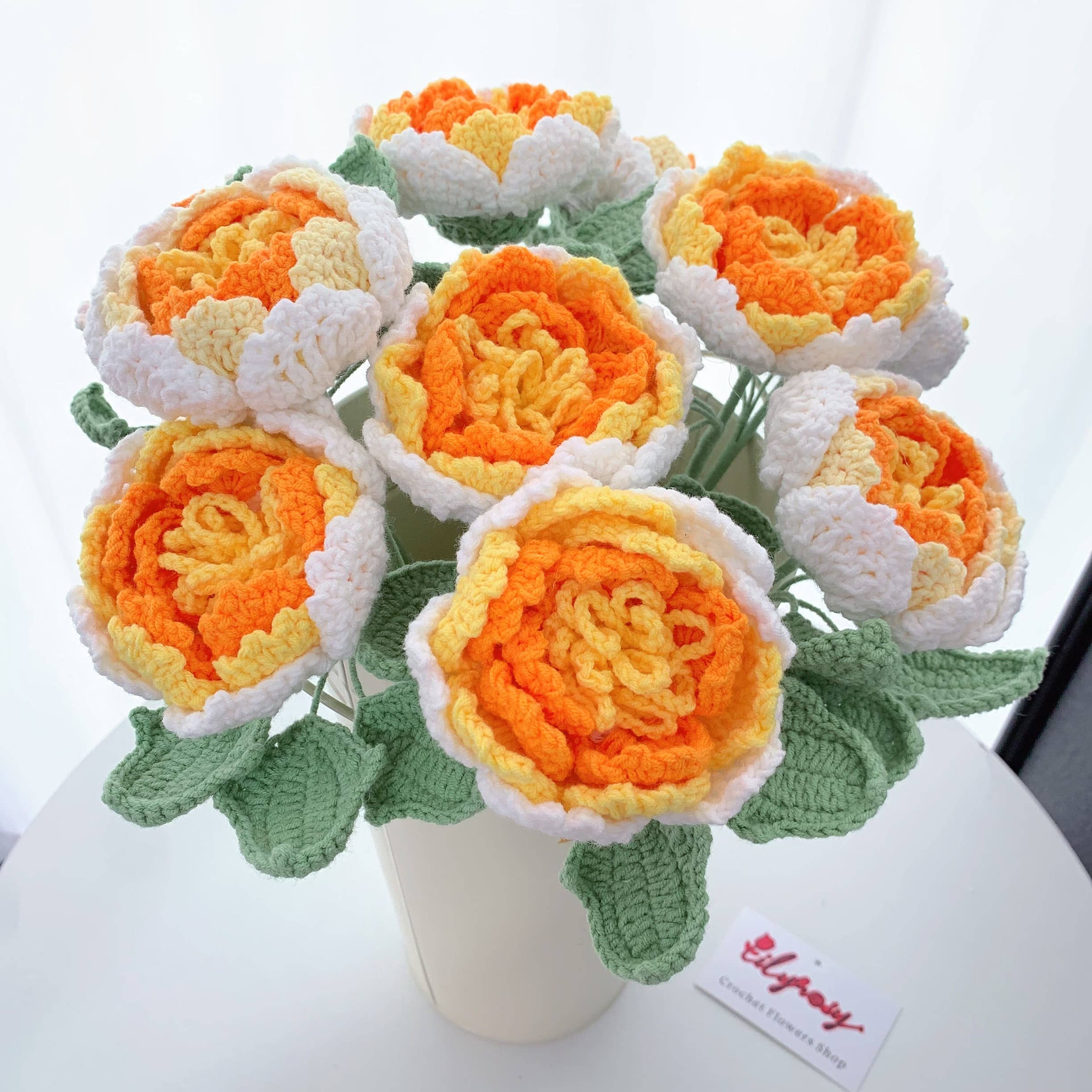 Lilyrosy（Duty free) - Crochet Peony Flowers gift, Handmade Gift for her, Homedecor