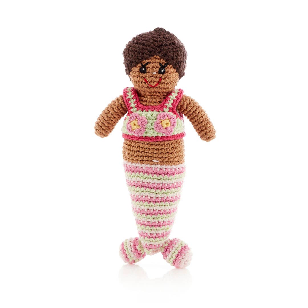Pebble - “Pretty in Pink” Handcrafted Mermaid Rattle -Organic Cotton