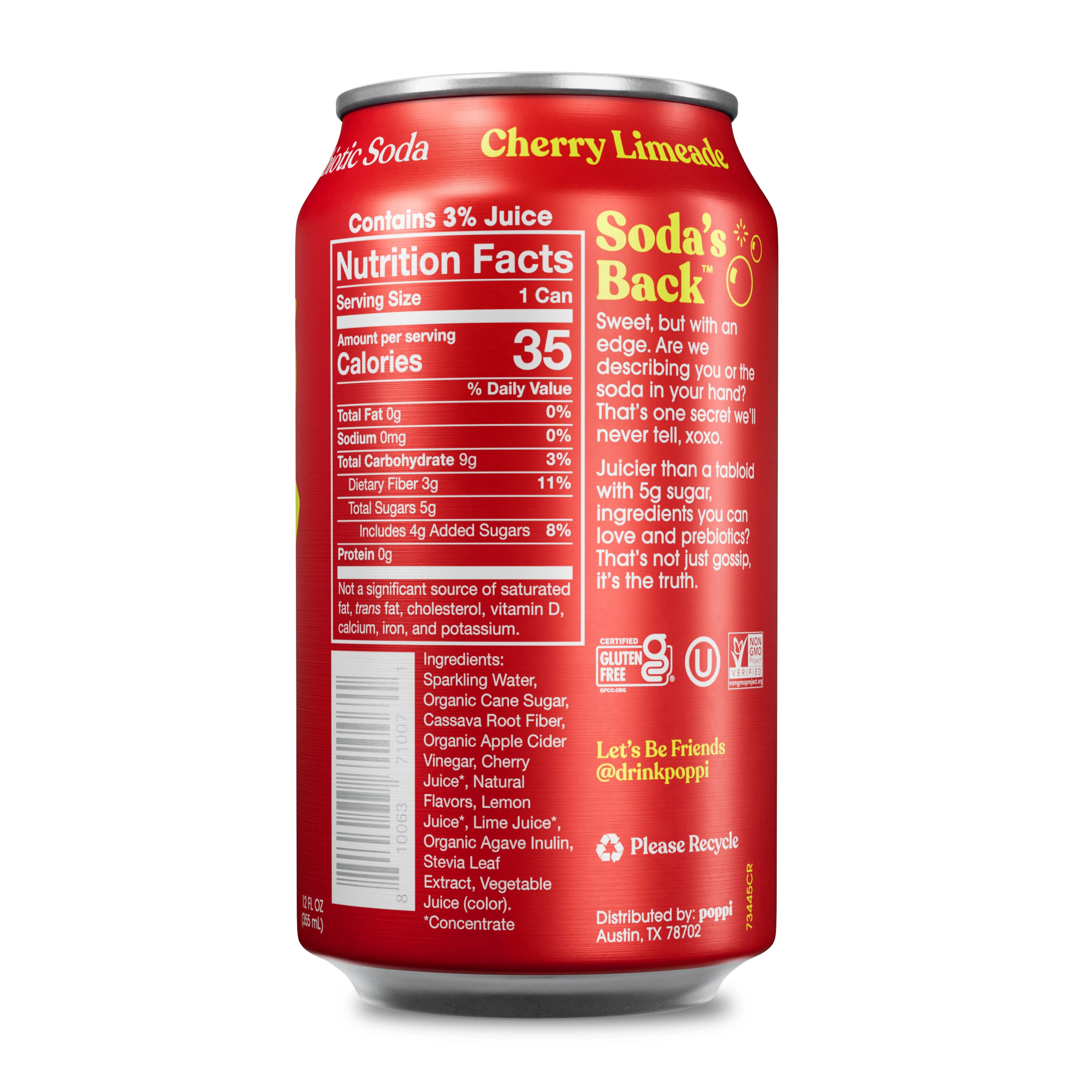 poppi - Poppi Prebiotic Soda, Cherry Limeade, 12oz