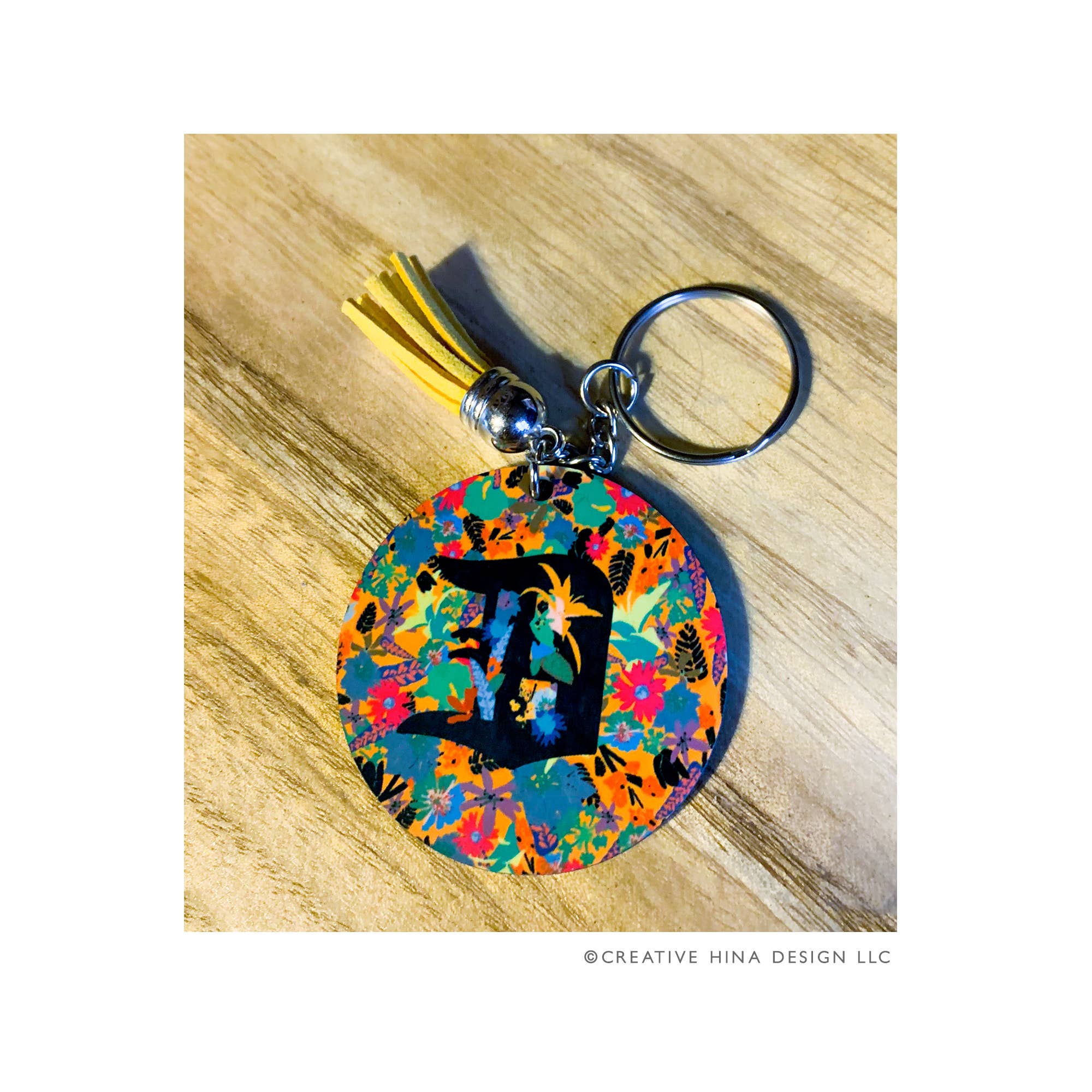 Creative Hina Design - Detroit Themed Keychains: "Detroit is Beautiful" Teal Brush strokes