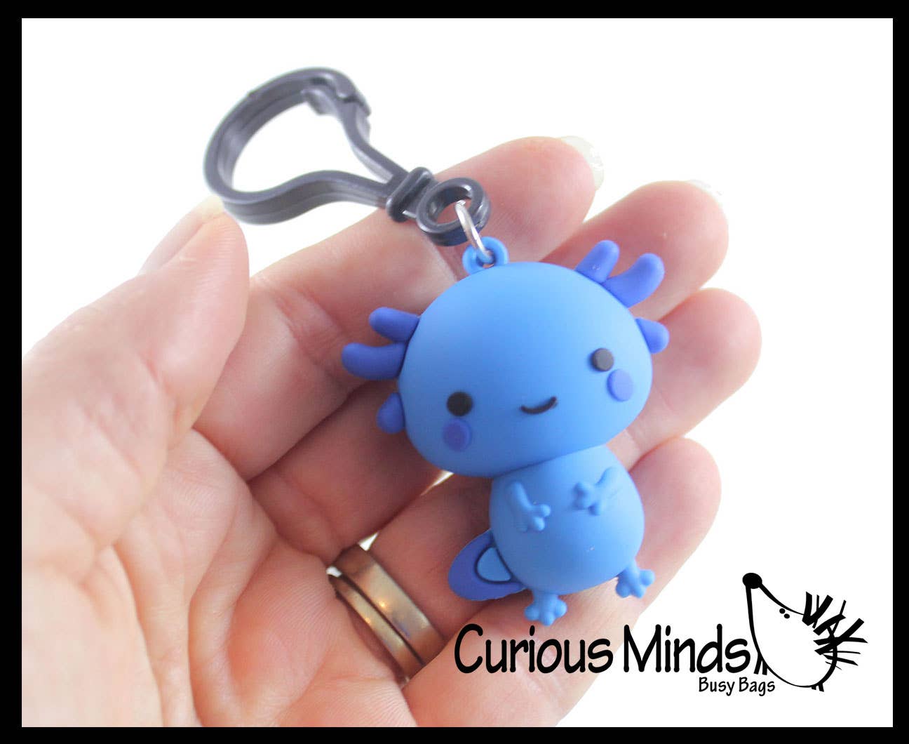 Rubber Axolotl Keychain Clip