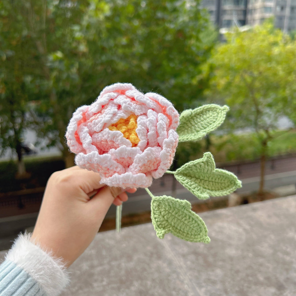 Lilyrosy（Duty free) - Crochet Peony Flowers gift, Handmade Gift for her, Homedecor