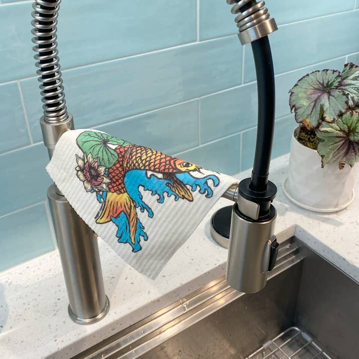 Japanese Koi Fish Swedish Dishcloth