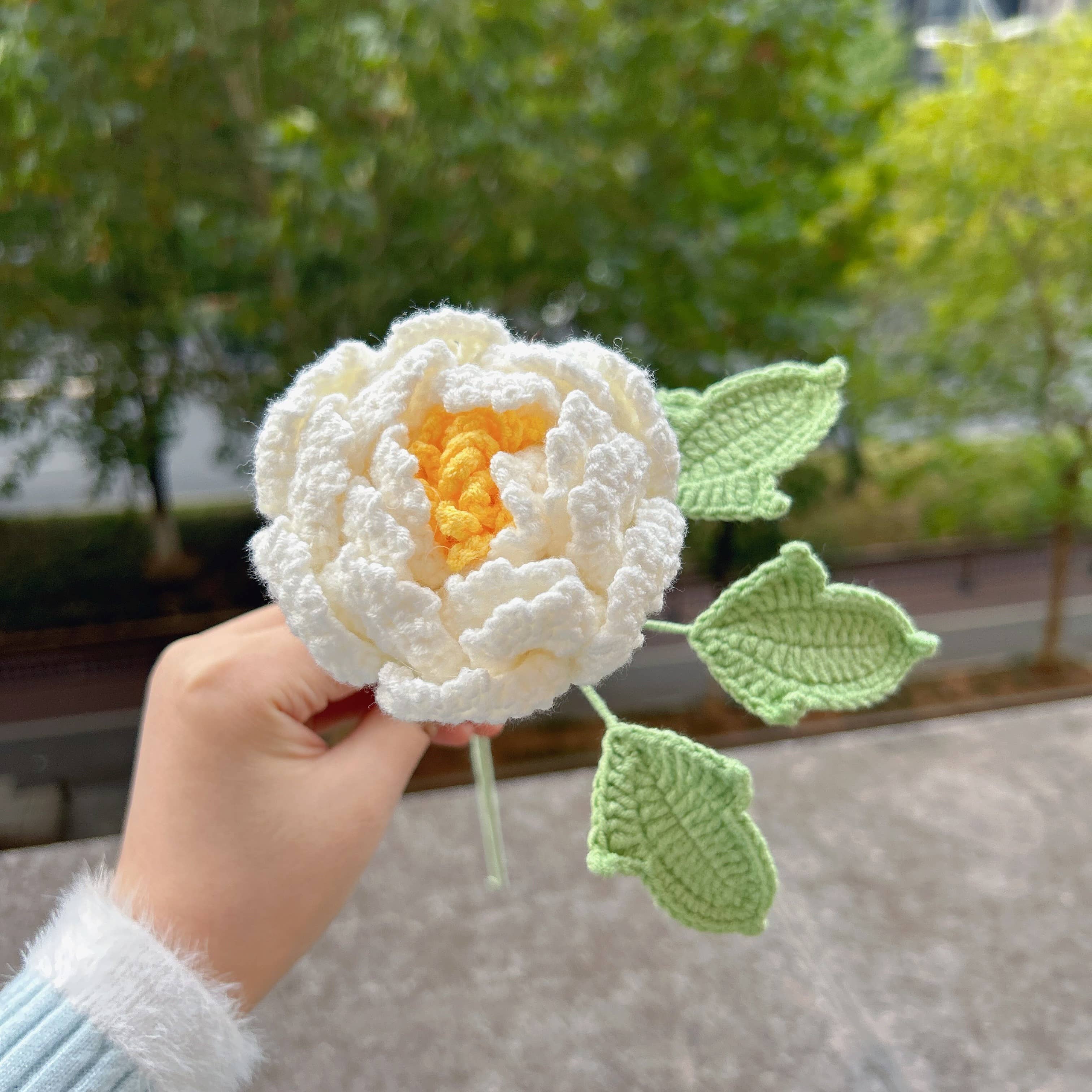 Lilyrosy（Duty free) - Crochet Peony Flowers gift, Handmade Gift for her, Homedecor