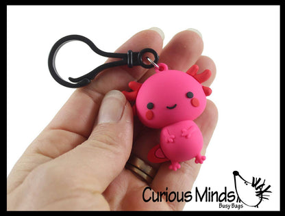 Rubber Axolotl Keychain Clip