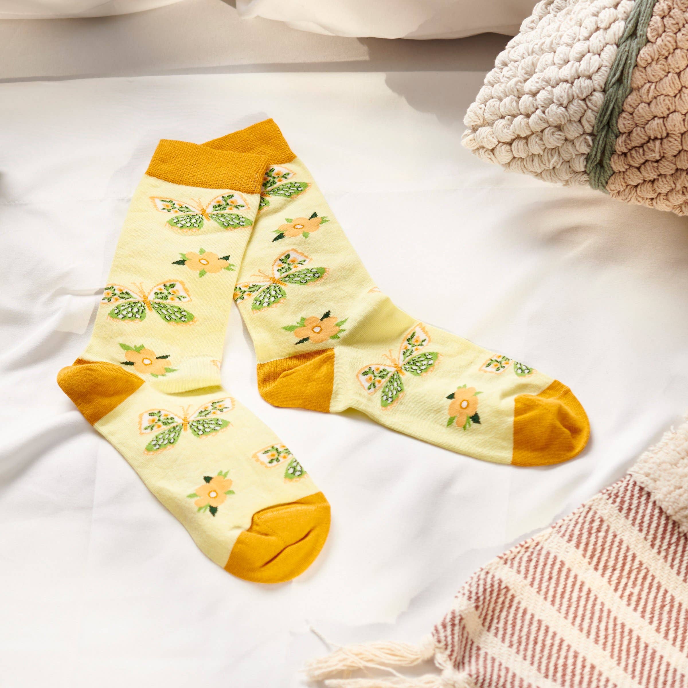 Primitives by Kathy - Yellow Butterfly Socks