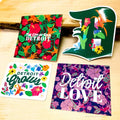 Detroit Floral Sticker Variety