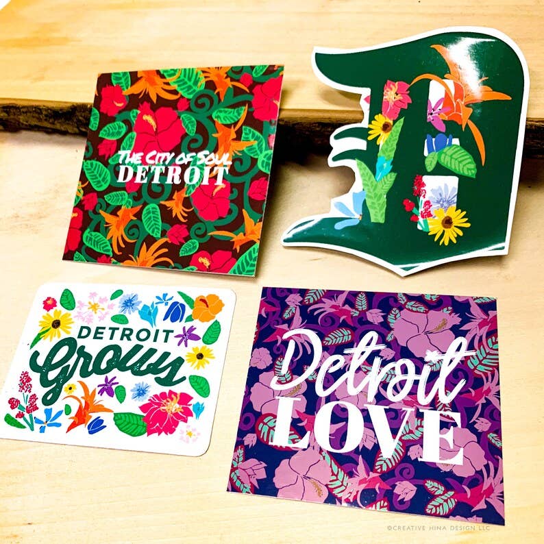 Detroit Floral Sticker Variety