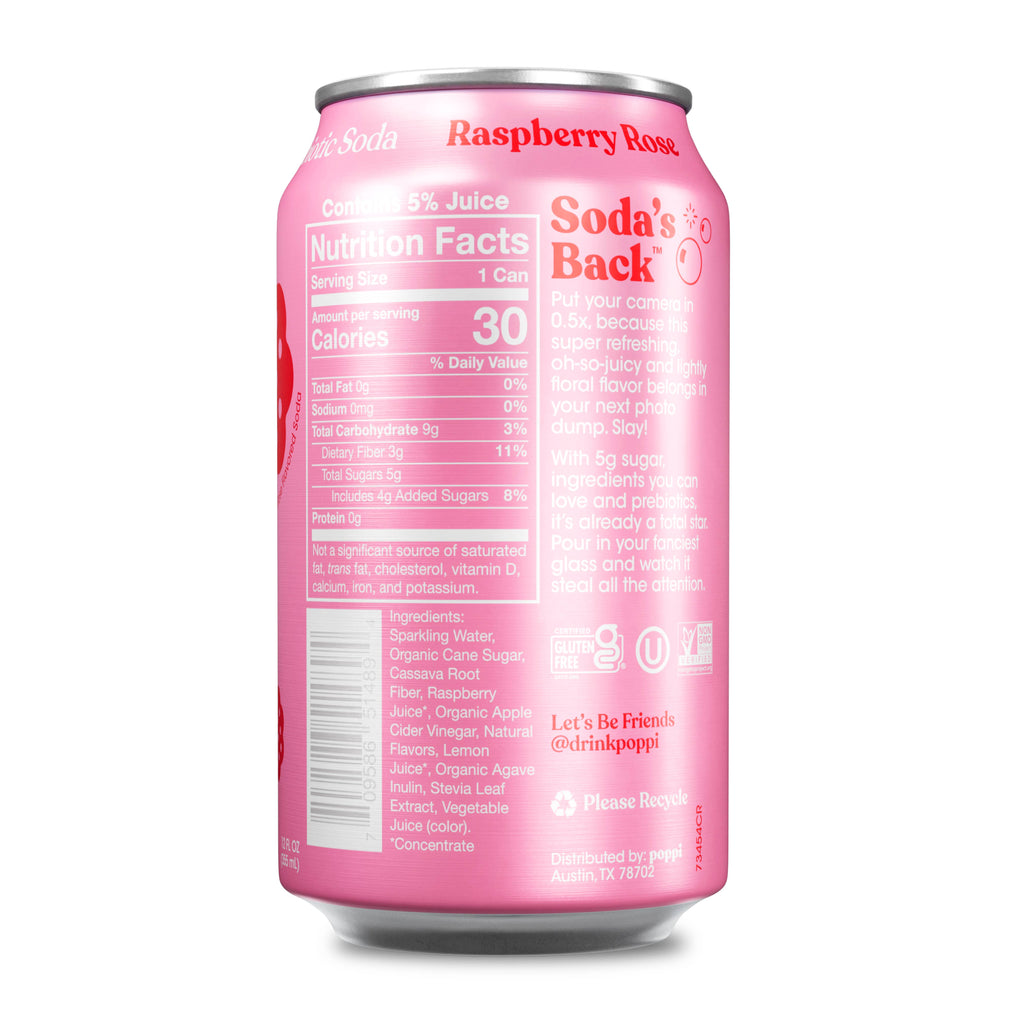 poppi - Poppi Prebiotic Soda, Raspberry Rose, 12oz