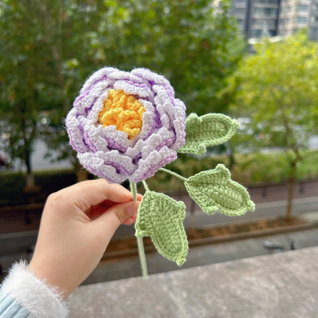 Lilyrosy（Duty free) - Crochet Peony Flowers gift, Handmade Gift for her, Homedecor