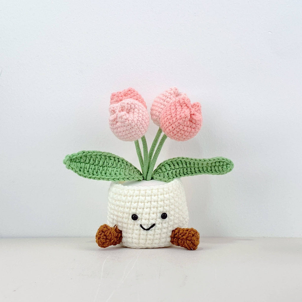 Lilyrosy（Duty free) - Crochet Tulip Flower Pot , Handmade Gifts for any Occasion