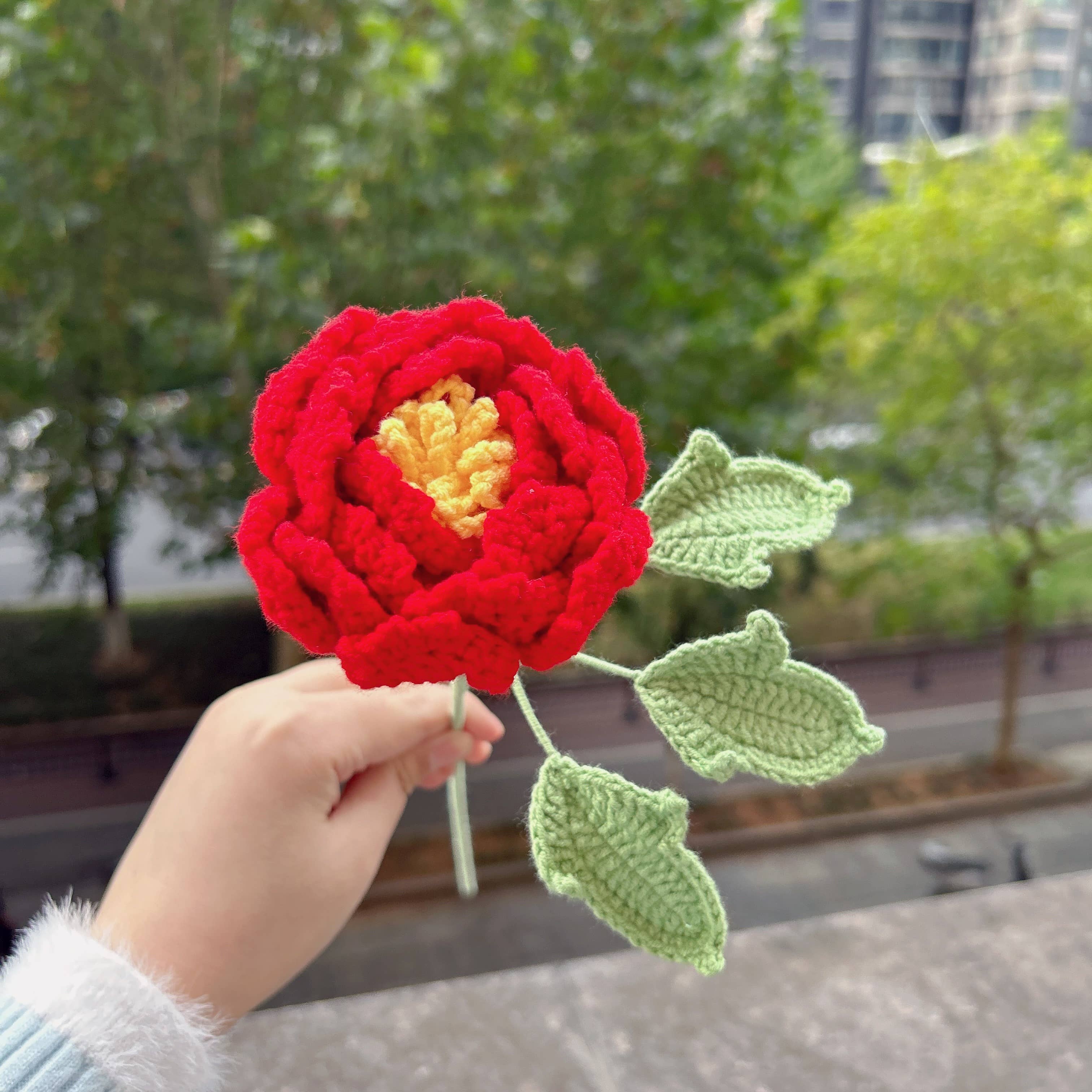 Lilyrosy（Duty free) - Crochet Peony Flowers gift, Handmade Gift for her, Homedecor