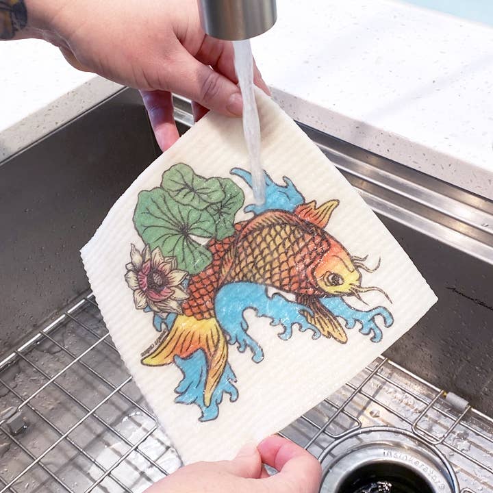 Japanese Koi Fish Swedish Dishcloth