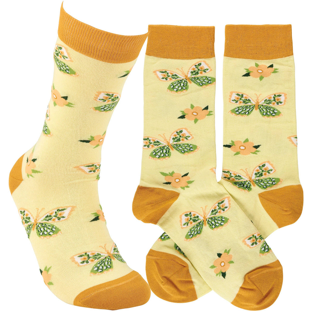 Primitives by Kathy - Yellow Butterfly Socks