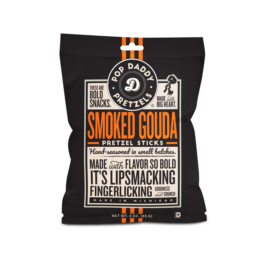 Pop Daddy Snacks - Seasoned Pretzels - 3oz - Smoked Gouda (NEW 12CT)