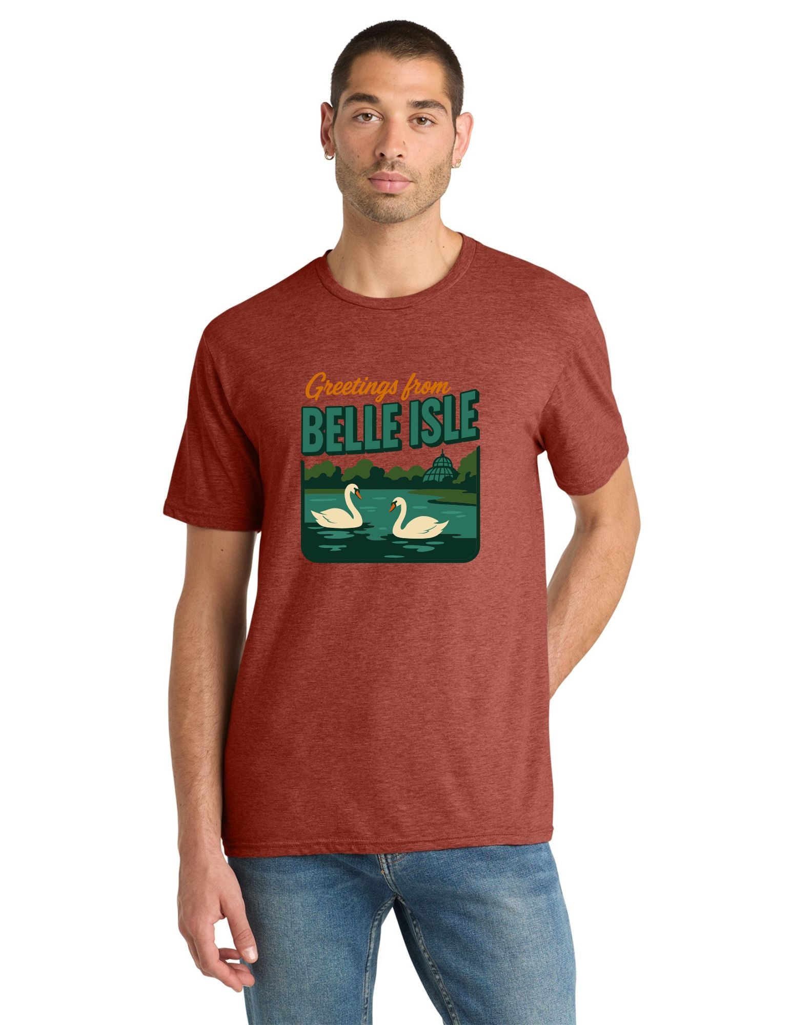 Greetings from Belle Isle - swan design