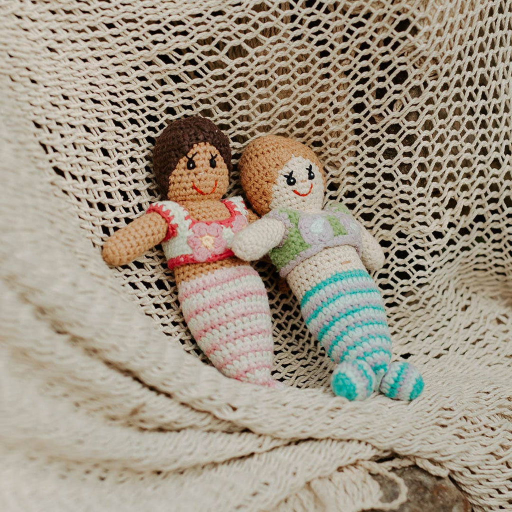 Pebble - Handcrafted Tiny Turquoise Mermaid Baby Rattle
