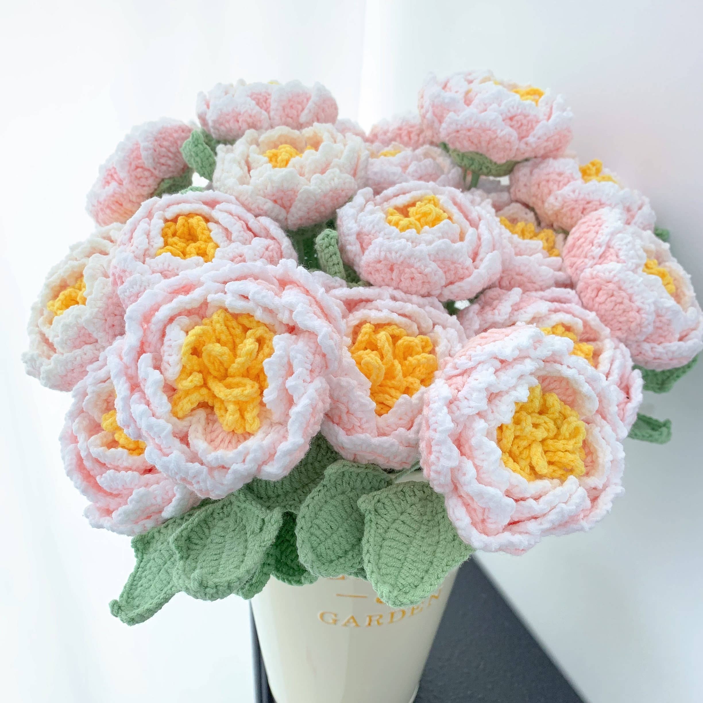 Lilyrosy（Duty free) - Crochet Peony Flowers gift, Handmade Gift for her, Homedecor