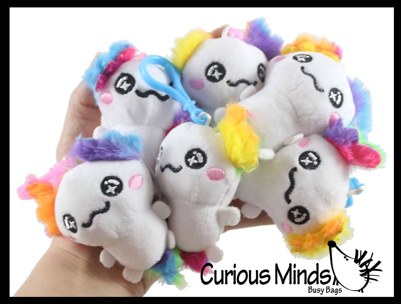 White Axolotl Plush on Clip