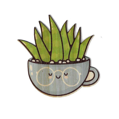 Bamboo Wood Stickers - Succulent 2