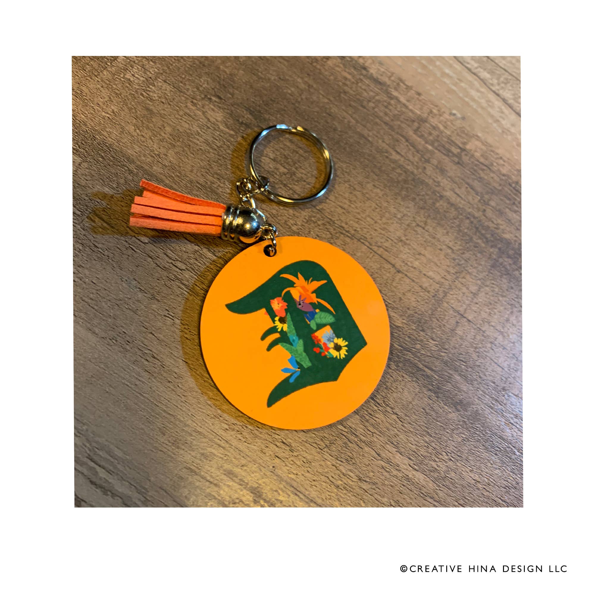 Creative Hina Design - Detroit Themed Keychains: Flower "D"