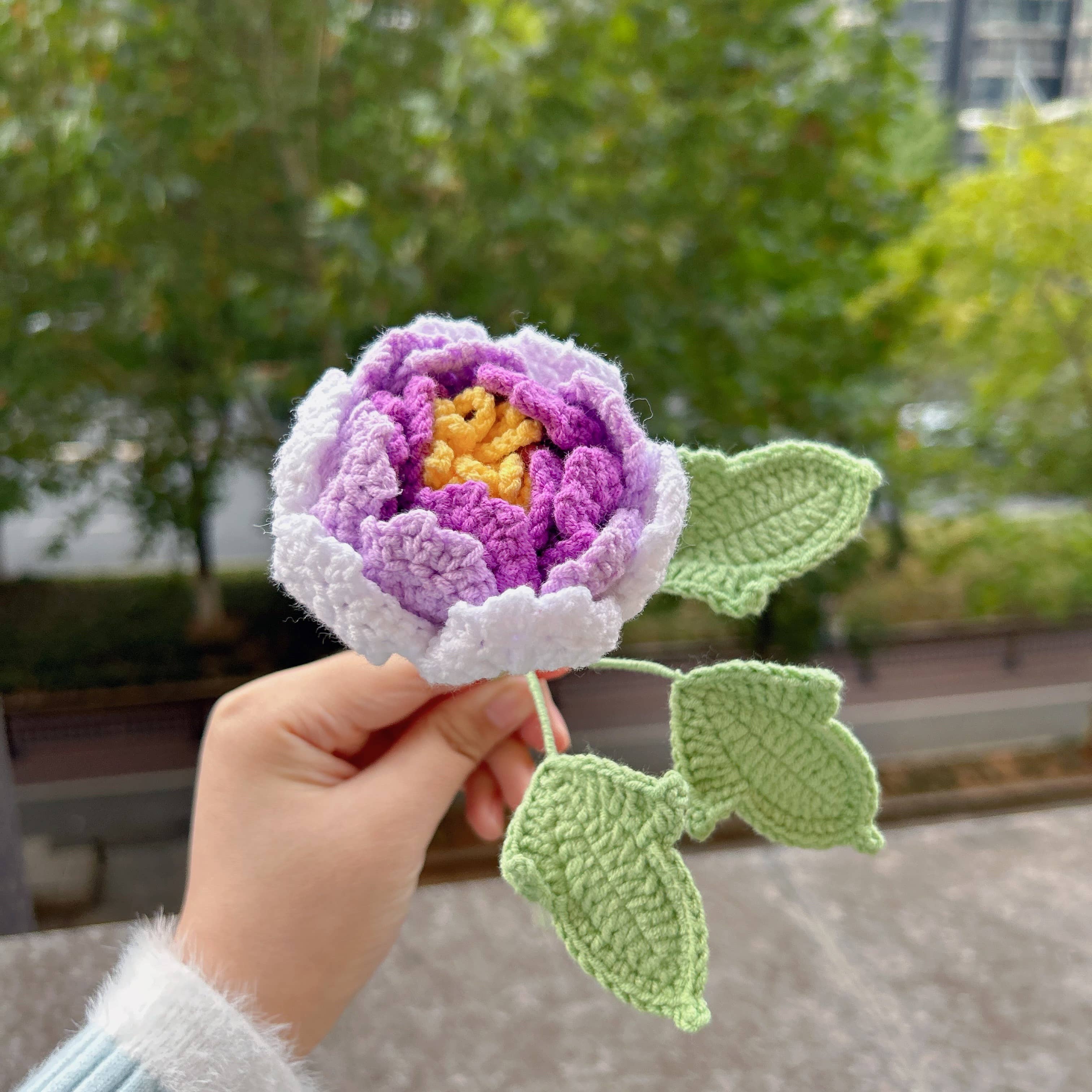 Lilyrosy（Duty free) - Crochet Peony Flowers gift, Handmade Gift for her, Homedecor