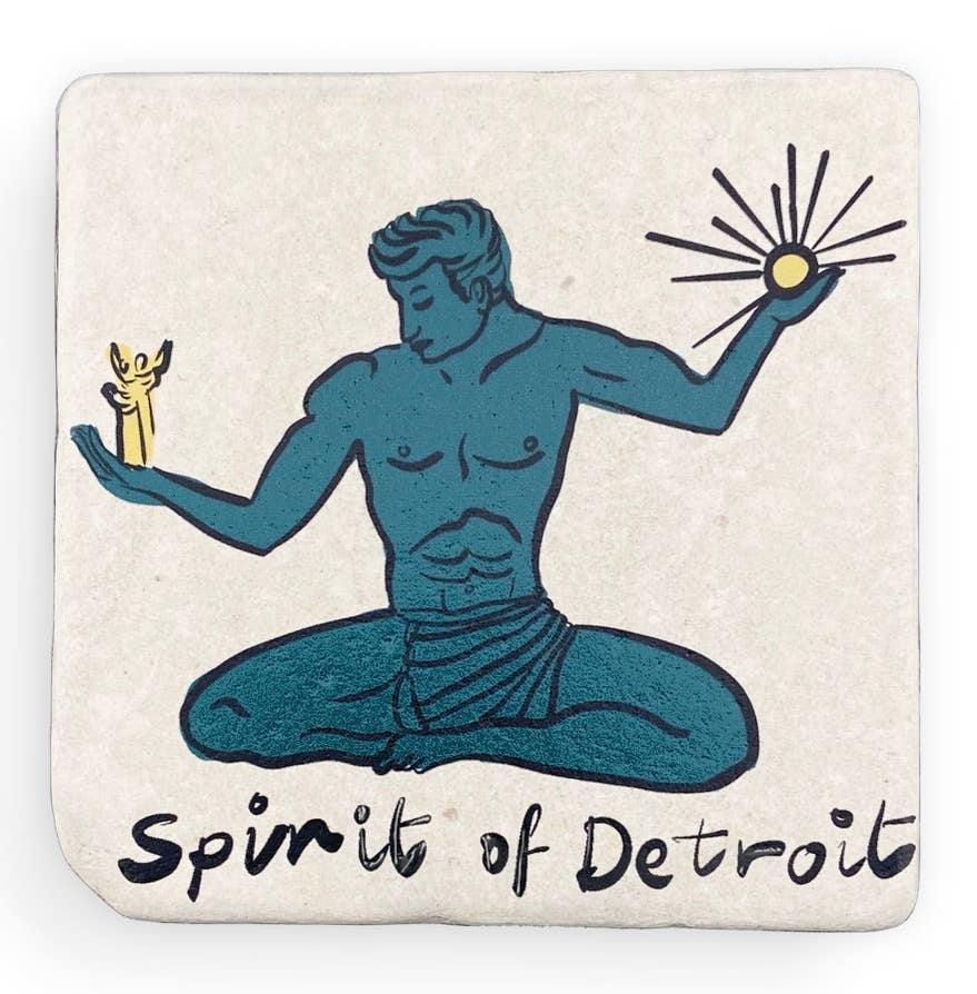 Spirit of Detroit Statue Stone Magnet
