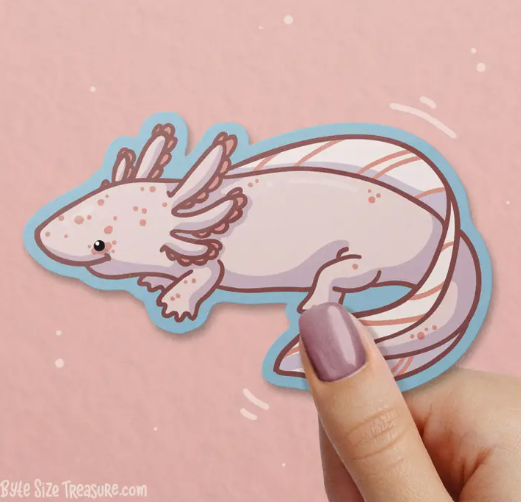 Pink Axolotl Sticker