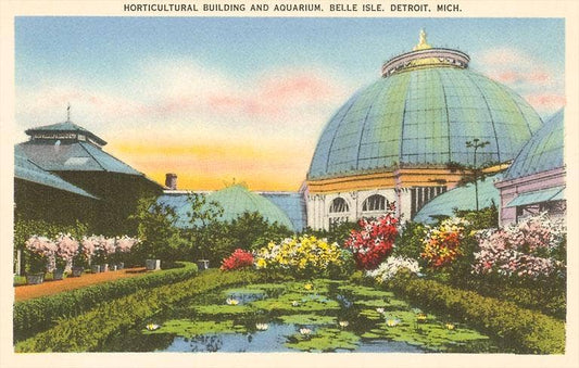 Vintage Postcard - Conservatory with pond