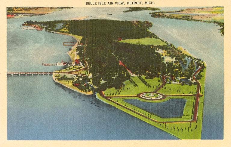 Vintage Postcard - Belle Isle Aerial View
