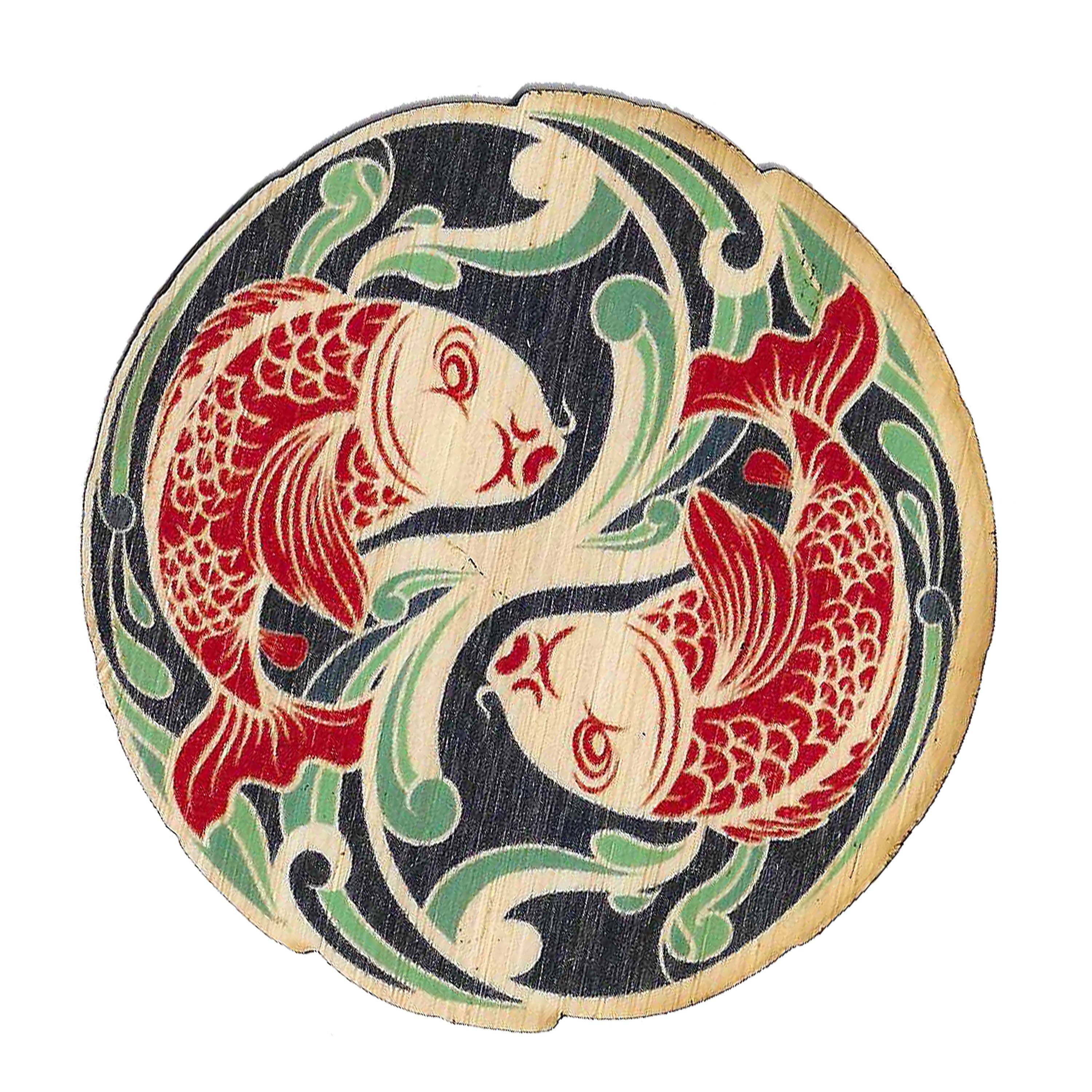 Bamboo Wood Stickers - Koi Yin Yang