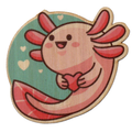 Bamboo Wood Stickers - Love Axolotl
